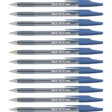 Pilot PIL 36011 — Pilot Better BP-S Ball Stick Pens - Fine Pen Point - 0.7 mm Pen Point Size - Refillable - Blue - Crystal, Clear Barrel - Stainless Steel Tip - 12 / Dozen
