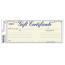 Dominion Blueline Inc RED 98002 — Rediform Gift Certificates with Envelopes - 8.5 x 3.7 - Blue - 25 / Pack