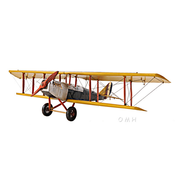 Old Modern Handicrafts Inc omh AJ014 - Yellow Curtiss JN-4 Jenny Model Fighter Bi-Plane-1:18 Scale