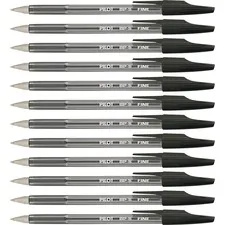 Pilot PIL 35011 — Pilot Better BP-S Ball Stick Pens - Fine Pen Point - 0.7 mm Pen Point Size - Refillable - Black - Crystal, Clear Barrel - Stainless Steel Tip - 12 / Dozen