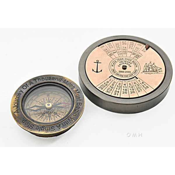Old Modern Handicrafts Inc omh AK034 - 2-Piece Nautical Dcor Set featuring a 100-Year Calendar & Co