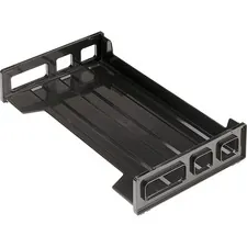 Officemate OIC 21102 — OIC Black Side-Loading Desk Trays - 2.8 Height x 16.3 Width x 9 Depth - Desktop - Stackable, Durable, Non-stick, Carrying Handle, Portable - Plastic - 1 Each