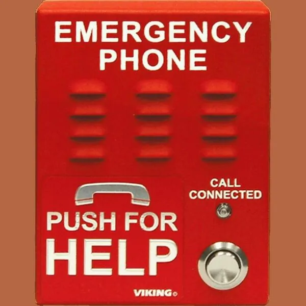 Viking Electronics VK-E-1600-IP-EWP — VoIP ADA Compliant Emergency Phone with Dialer and Voice Announcer Red Powder Paint Finish with in. in. Emergency Phonein. in. Verbiage Surface Mount Only with Enhanced Weather Protection (EWP)