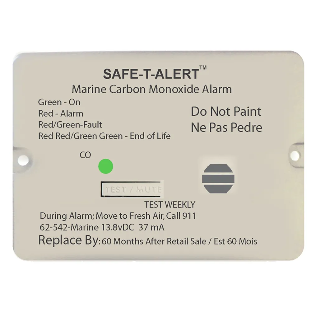 Safe-T-Alert CW61258 — Safe-T-Alert 62 Series Carbon Monoxide Alarm w/Relay - 12V - 62-542-Marine-RLY-NC - Flush Mount - White