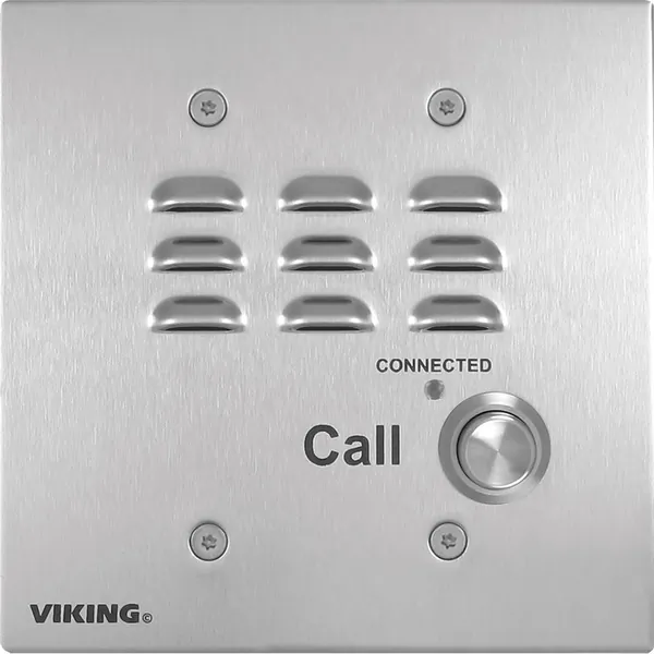 Viking Electronics VK-E-32-IP-EWP — VoIP Stainless Steel Handsfree Speaker Phone Vandal Resistant 14 Gauge Louvered Stainless Steel Flush Mount in a Standard Double Gang Box or Surface Mount with an Optional VE-5x5 with Enhanced Weather Protection (EWP)