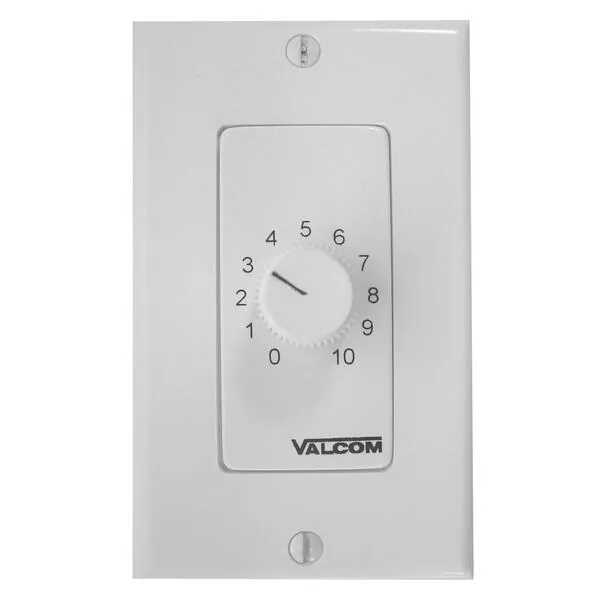 VALCOM VC-V-2992-W — A VOLUME CONTROL UNIT WITH WHITE DECOR WHICH CAN BE MOUNTED INTO A SINGLE-GANG E
