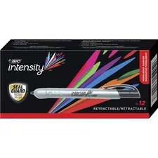 BIC BIC PMR11BK — BIC Mark-it Retractable Permanent Markers - Fine Marker Point - Retractable - Black - 12 / Dozen