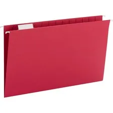 SMEAD MANUFACTURING CO. SMD 64167 — Smead Colored 1/5 Tab Cut Legal Recycled Hanging Folder - 8 1/2 x 14 - Top Tab Location - Assorted Position Tab Position - Red - 10% Recycled - 25 / Box