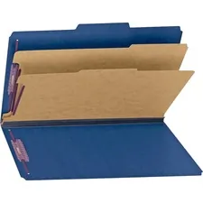 SMEAD MANUFACTURING CO. SMD 19035 — Smead SafeSHIELD Fasteners 2 Divider Classification Folders - Legal - 8 1/2 x 14 Sheet Size - 2 Expansion - 2 Fastener Capacity for Folder - 2/5 Tab Cut - Right of Center Tab Location - 2 Divider(s) - 25 pt. Folder Thickness - Pressboard - Dark Blue - Recycled - 10 / Box