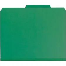 SMEAD MANUFACTURING CO. SMD 14097 — Smead SafeSHIELD Fasteners 3-Div Classification Folders - Letter - 8 1/2 x 11 Sheet Size - 3 Expansion - 2 Fastener(s) - 2 Fastener Capacity for Folder - 2/5 Tab Cut - Right of Center Tab Location - 3 Divider(s) - 25 pt. Folder Thickness - Pressboard - Green - Recycled - 10 / Box