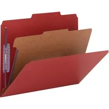 SMEAD MANUFACTURING CO. SMD 13731 — Smead SafeSHIELD 2/5 Tab Cut Letter Recycled Classification Folder - 8 1/2 x 11 - 2 Expansion - 2 x 2S Fastener(s) - 2 Fastener Capacity for Folder - Top Tab Location - Right of Center Tab Position - 1 Divider(s) - Pressboard - Bright Red - 100% Recycled - 10 / Box