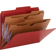 SMEAD MANUFACTURING CO. SMD 14082 — Smead Classification Folders with SafeSHIELD Fasteners - Letter - 8 1/2 x 11 Sheet Size - 2 Expansion - 2 Fastener Capacity for Folder - 2 Pocket(s) - 2/5 Tab Cut - Right of Center Tab Location - 2 Divider(s) - 25 pt. Folder Thickness - Red - Recycled - 10 / Box