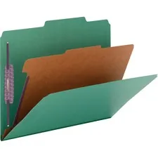 SMEAD MANUFACTURING CO. SMD 13733 — Smead SafeSHIELD 2/5 Tab Cut Letter Recycled Classification Folder - 8 1/2 x 11 - 2 Expansion - 2 x 2S Fastener(s) - 2 Fastener Capacity for Folder - Top Tab Location - Right of Center Tab Position - 1 Divider(s) - Pressboard - Green - 100% Recycled - 10 / Box