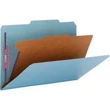 SMEAD MANUFACTURING CO. SMD 18730 — Smead SafeSHIELD 2/5 Tab Cut Legal Recycled Classification Folder - 8 1/2 x 14 - 2 Expansion - 2 x 2S Fastener(s) - 2 Fastener Capacity for Folder - Top Tab Location - Right of Center Tab Position - 1 Divider(s) - Pressboard - Blue - 100% Recycled - 10 / Box