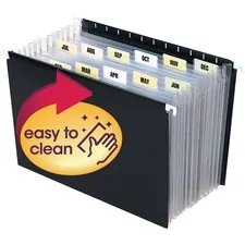 SMEAD MANUFACTURING CO. SMD 65125 — Smead Letter Expanding File - 8 1/2 x 11 - 7/8 Expansion - 13 Pocket(s) - 12 Divider(s) - Poly - Black - 1 Each