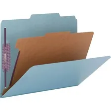 SMEAD MANUFACTURING CO. SMD 13730 — Smead SafeSHIELD 2/5 Tab Cut Letter Recycled Classification Folder - 8 1/2 x 11 - 2 Expansion - 2 x 2S Fastener(s) - 2 Fastener Capacity for Folder - Top Tab Location - Right of Center Tab Position - 1 Divider(s) - Pressboard - Blue - 100% Recycled - 10 / Box