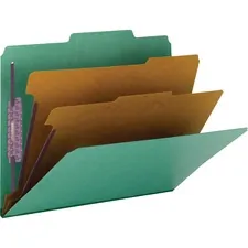 SMEAD MANUFACTURING CO. SMD 14033 — Smead SafeSHIELD Fasteners 2 Divider Classification Folders - Letter - 8 1/2 x 11 Sheet Size - 2 Expansion - 2 Fastener(s) - 2 Fastener Capacity for Folder - 2/5 Tab Cut - Right of Center Tab Location - 2 Divider(s) - 25 pt. Folder Thickness - Pressboard - Green - Recycled - 10 / Box