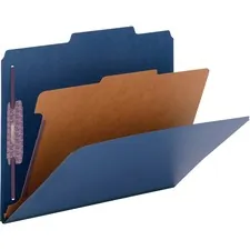 SMEAD MANUFACTURING CO. SMD 13732 — Smead SafeSHIELD 2/5 Tab Cut Letter Recycled Classification Folder - 8 1/2 x 11 - 2 Expansion - 2 x 2S Fastener(s) - 2 Fastener Capacity for Folder - Top Tab Location - Right of Center Tab Position - 1 Divider(s) - Pressboard - Dark Blue - 100% Recycled - 10 / Box