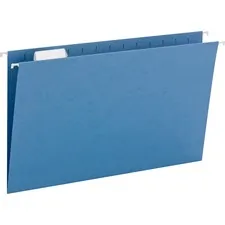 SMEAD MANUFACTURING CO. SMD 64160 — Smead Colored 1/5 Tab Cut Legal Recycled Hanging Folder - 8 1/2 x 14 - Top Tab Location - Assorted Position Tab Position - Blue - 10% Recycled - 25 / Box