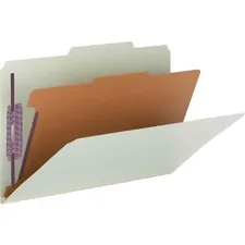 SMEAD MANUFACTURING CO. SMD 18776 — Smead SafeShield Fastener 1-Divider 2 Expansion Classification Folders - Legal - 8 1/2 x 14 Sheet Size - 2 Expansion - 2 Fastener(s) - 2 Fastener Capacity for Folder - 2/5 Tab Cut - Right of Center Tab Location - 1 Divider(s) - 25 pt. Folder Thickness - Pressboard - Gray/Green - Recycled - 10 / Box