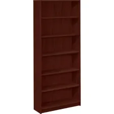 HON COMPANY HON 1877N — HON 1870 Series 6-Shelf Bookcase, 36W - 36 x 11.5 x 84 - 6 x Shelf(ves) - Abrasion Resistant, Stain Resistant, Leveling Glide - Mahogany - Laminate - Wood, Hardboard, Particleboard - Recycled - Assembly Required