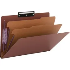 SMEAD MANUFACTURING CO. SMD 19230 — Smead SafeSHIELD 1/3 Tab Cut Legal Recycled Classification Folder - 8 1/2 x 14 - 2 Expansion - 2 x 2S Fastener(s) - 2 Fastener Capacity for Folder - Top Tab Location - Right of Center Tab Position - 2 Divider(s) - Pressboard - Red - 60% Recycled - 10 / Box