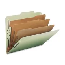 Nature Saver NAT 01058 — Nature Saver 2/5 Tab Cut Letter Recycled Classification Folder - 8 1/2 x 11 - 3 Expansion - Prong K Style Fastener - 2 Fastener Capacity, 1 Fastener Capacity for Divider - 3 Divider(s) - Pressboard - Gray/Green - 100% Recycled - 10 / Box