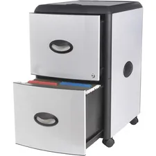 STOREX STX 61352U01C — Storex Deluxe File Cabinet - 2-Drawer - 19 x 15 x 23 - 2 x Drawer(s) for File - Lockable - Black, Aluminum - Brushed Black, Brushed Silver - Polycarbonate, Galvanized Metal - Recycled - Assembly Required