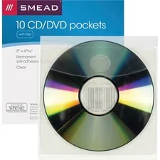 SMEAD MANUFACTURING CO. SMD 68144 — Smead Self-Adhesive CD/DVD Pockets - 4.9 Height x 5 Width - Clear - Poly - 10 / Pack