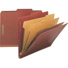 Nature Saver NAT 01052 — Nature Saver 2/5 Tab Cut Letter Recycled Classification Folder - 8 1/2 x 11 - 8 Fastener(s) - 2 Fastener Capacity for Folder, 1 Fastener Capacity for Divider - 3 Divider(s) - Pressboard - Red - 100% Recycled - 10 / Box