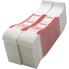 Sparco SPR BS500WK — Sparco White Kraft ABA Bill Straps - 1000 Wrap(s)Total $500 in $5 Denomination - Kraft - Red