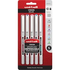 UNIBALL UBC 60381PP — uni-ball Vision Rollerball Pens - Fine Pen Point - 0.7 mm Pen Point Size - Red, Brilliant Blue, Evergreen, Pink, Purple - 5 / Pack