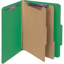 SMEAD MANUFACTURING CO. SMD 14201 — Smead SafeSHIELD 2/5 Tab Cut Letter Recycled Classification Folder - 8 1/2 x 11 - 2 Expansion - 2 x 2S Fastener(s) - 2 Fastener Capacity for Folder, 1 Fastener Capacity for Divider - Top Tab Location - Right of Center Tab Position - 2 Divider(s) - Pressboard - Green - 60% Recycled - 10 / Box