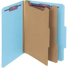 SMEAD MANUFACTURING CO. SMD 14204 — Smead SafeSHIELD 2/5 Tab Cut Letter Recycled Classification Folder - 8 1/2 x 11 - 2 Expansion - 2 x 2S Fastener(s) - 2 Fastener Capacity for Folder, 1 Fastener Capacity for Divider - Top Tab Location - Right of Center Tab Position - 2 Divider(s) - Pressboard - Blue - 60% Recycled - 10 / Box