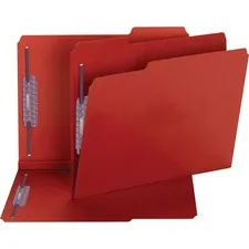 SMEAD MANUFACTURING CO. SMD 14936 — Smead Colored 1/3 Tab Cut Letter Recycled Fastener Folder - 8 1/2 x 11 - 2 Expansion - 2 x 2S Fastener(s) - 2 Fastener Capacity for Folder - Top Tab Location - Assorted Position Tab Position - Pressboard - Bright Red - 100% Recycled - 25 / Box