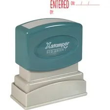 SHACHIHATA INC. U.S.A. XST 1822 — Xstamper Red Ink ENTERED Title Stamp - Message Stamp - ENTERED - 0.50 Impression Width x 1.62 Impression Length - 100000 Impression(s) - Red - Recycled - 1 Each