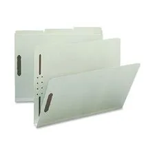 Nature Saver NAT SP17216 — Nature Saver 1/3 Tab Cut Letter Recycled Fastener Folder - 8 1/2 x 11 - 1 Expansion - 2 Fastener(s) - 2 Fastener Capacity for Folder - Top Tab Location - Assorted Position Tab Position - Pressboard - Gray/Green - 100% Recycled - 25 / Box