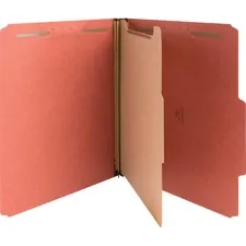 Nature Saver NAT 01050 — Nature Saver 2/5 Tab Cut Letter Recycled Classification Folder - 8 1/2 x 11 - 4 Fastener(s) - 2 Fastener Capacity for Folder, 1 Fastener Capacity for Divider - 1 Divider(s) - Pressboard - Redrope - 100% Recycled - 10 / Box