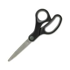 Sparco SPR 25225 — Sparco Straight Rubber Handle Scissors - 7 Overall Length - Straight - Stainless Steel - Pointed Tip - Black, Gray - 1 Each