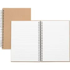 Nature Saver NAT 20205 — Nature Saver Hardcover Twin Wire Notebooks - 80 Sheets - Wire Bound - 0.25 Ruled - Ruled - 22 lb Basis Weight - 8 1/4 x 5 7/8 - Brown Cover - Kraft Cover - Hard Cover, Heavyweight, Micro Perforated - Recycled - 1 Each