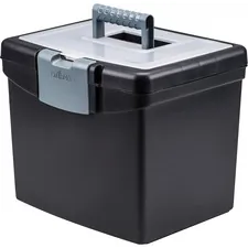 STOREX STX 61502U01C — Storex Portable Storage Box - External Dimensions: 14.9 Length x 11 Width x 12.1Height - Media Size Supported: Letter - Snap-tight Closure - Plastic - Black - For File - Recycled - 1 / Carton
