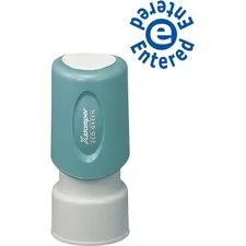 SHACHIHATA INC. U.S.A. XST 11423 — Xstamper Blue Ink ENTERED Title Stamp - Message Stamp - ENTERED - 0.63 Impression Diameter - 100000 Impression(s) - Blue - Plastic Cap - Recycled - 1 Each
