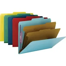 SMEAD MANUFACTURING CO. SMD 14025 — Smead SafeSHIELD Fasteners 2 Divider Classification Folders - Letter - 8 1/2 x 11 Sheet Size - 2 Expansion - 2 x Prong K Style Fastener(s) - 2/5 Tab Cut - Right of Center Tab Location - 2 Divider(s) - 25 pt. Folder Thickness - Pressboard - Assorted - Recycled - 10 / Box