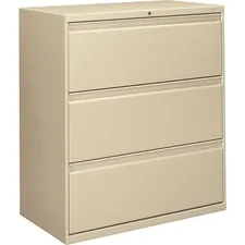 HON COMPANY HON 883LL — HON Brigade 800 Series 3-Drawer Lateral - 36 x 18 x 39.1 - 3 x Drawer(s) for File - A4, Legal, Letter - Lateral - Interlocking, Durable, Leveling Glide, Recessed Handle, Ball-bearing Suspension - Putty - Baked Enamel - Steel - Recycled