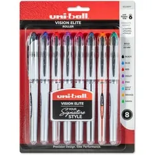 UNIBALL UBC 90199PP — uni-ball Vision Elite Rollerball Pen Assorted Color 8-Pack - Bold Pen Point - 0.8 mm Pen Point Size - Refillable - Retractable - Assorted Gel-based Ink - 8 / Pack