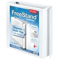 TOPS BUSINESS FORMS CRD 43120 — Cardinal FreeStand Easy Open Slant-D Ring Binder - 2 Binder Capacity - Letter - 8 1/2 x 11 Sheet Size - 525 Sheet Capacity - 2 19/64 Spine Width - 3 x D-Ring Fastener(s) - Polypropylene - White - 1.45 lb - Recycled - Magnetic Closure, PVC-free, Non-stick, Clear Overlay, One Touch Ring, Spine Label, Locking Mechanism, Archival-safe, Finger Hole - 1 Each