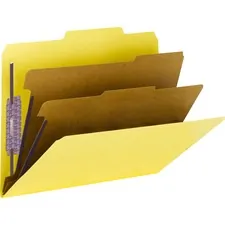 SMEAD MANUFACTURING CO. SMD 14203 — Smead SafeSHIELD 2/5 Tab Cut Letter Recycled Classification Folder - 8 1/2 x 11 - 2 Expansion - 2 x 2S Fastener(s) - 2 Fastener Capacity for Folder, 1 Fastener Capacity for Divider - Top Tab Location - Right of Center Tab Position - 2 Divider(s) - Pressboard - Yellow - 60% Recycled - 10 / Box