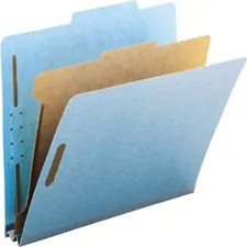SMEAD MANUFACTURING CO. SMD 13721 — Smead 2/5 Tab Cut Letter Recycled Classification Folder - 8 1/2 x 11 - 2 Expansion - 4 x 2K Fastener(s) - 1 Fastener Capacity, 2 Fastener Capacity - Top Tab Location - Right of Center Tab Position - 1 Divider(s) - Pressboard - Blue - 100% Recycled - 10 / Box