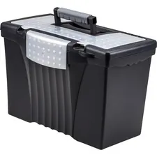 STOREX STX 61510U01C — Storex Portable File Storage Box - External Dimensions: 14.5 Width x 10.5 Depth x 12Height - Media Size Supported: Letter, Legal - Latching Closure - Plastic - Black - For File - Recycled - 1 / Carton