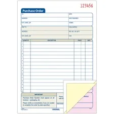 TOPS BUSINESS FORMS ABF TC5831 — Adams 3-Part Carbonless Purchase Order Forms - 3 PartCarbonless Copy - 5.56 x 8.43 Sheet Size - 1 Each